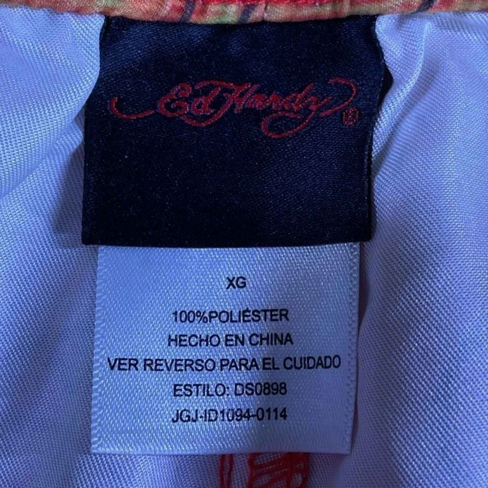 Ed Hardy Mens Rasta Gradient Board Shorts Tattoo Print Swim Trunks XL DS0898